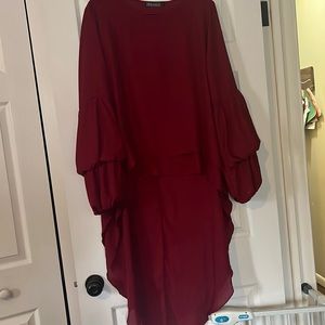 High/low blouse dark red size L